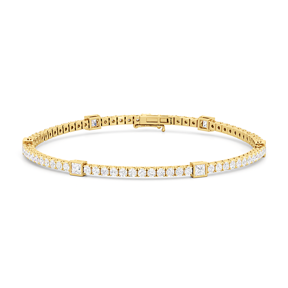 Bezeled Princess Station Tennis Bracelet