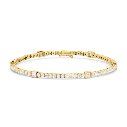 Bezeled Princess Station Tennis Bracelet