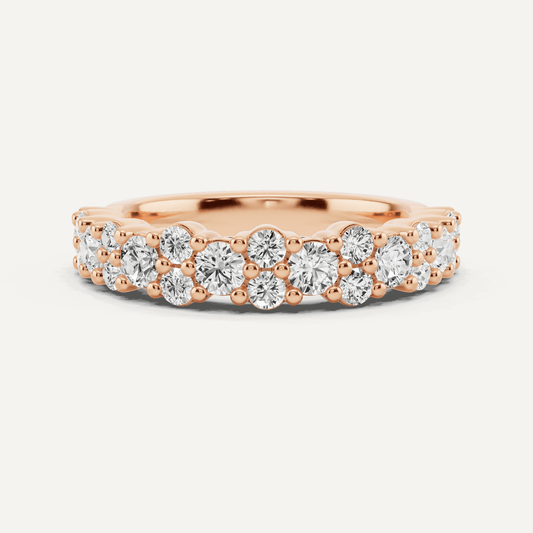 1 1/10 ctw Round Diamond Pave Set Wedding Band - Lotus Diamond