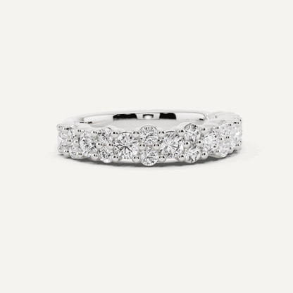 1 1/10 ctw Round Diamond Pave Set Wedding Band - Lotus Diamond