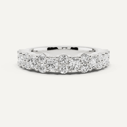 1 1/10 ctw Round Diamond Pave Set Wedding Band - Lotus Diamond