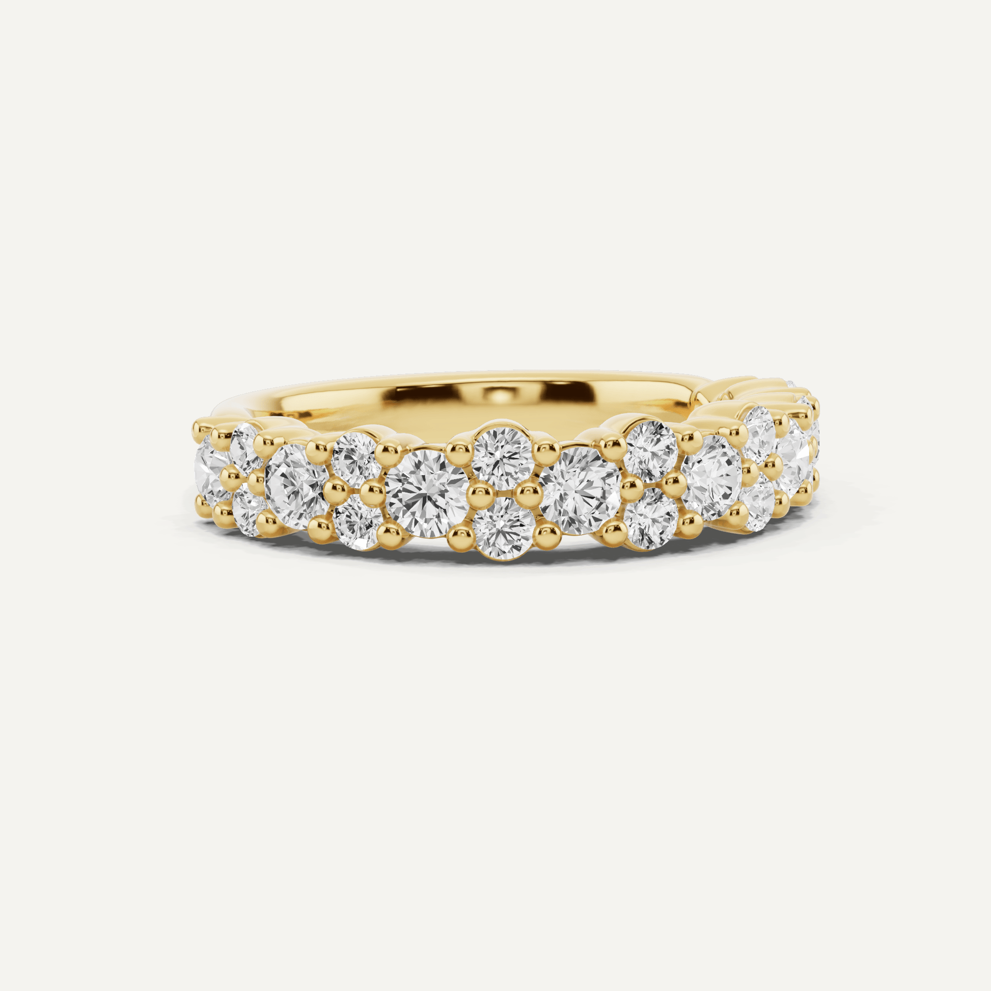 1 1/10 ctw Round Diamond Pave Set Wedding Band - Lotus Diamond