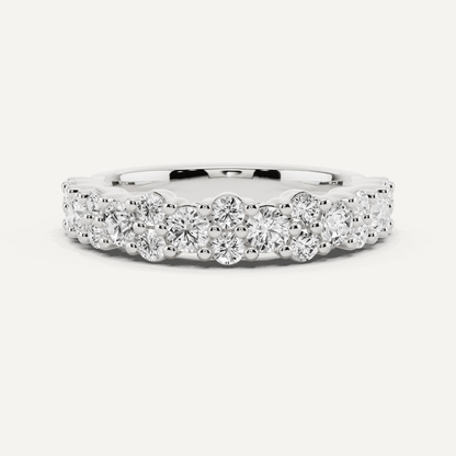 1 1/10 ctw Round Diamond Pave Set Wedding Band - Lotus Diamond