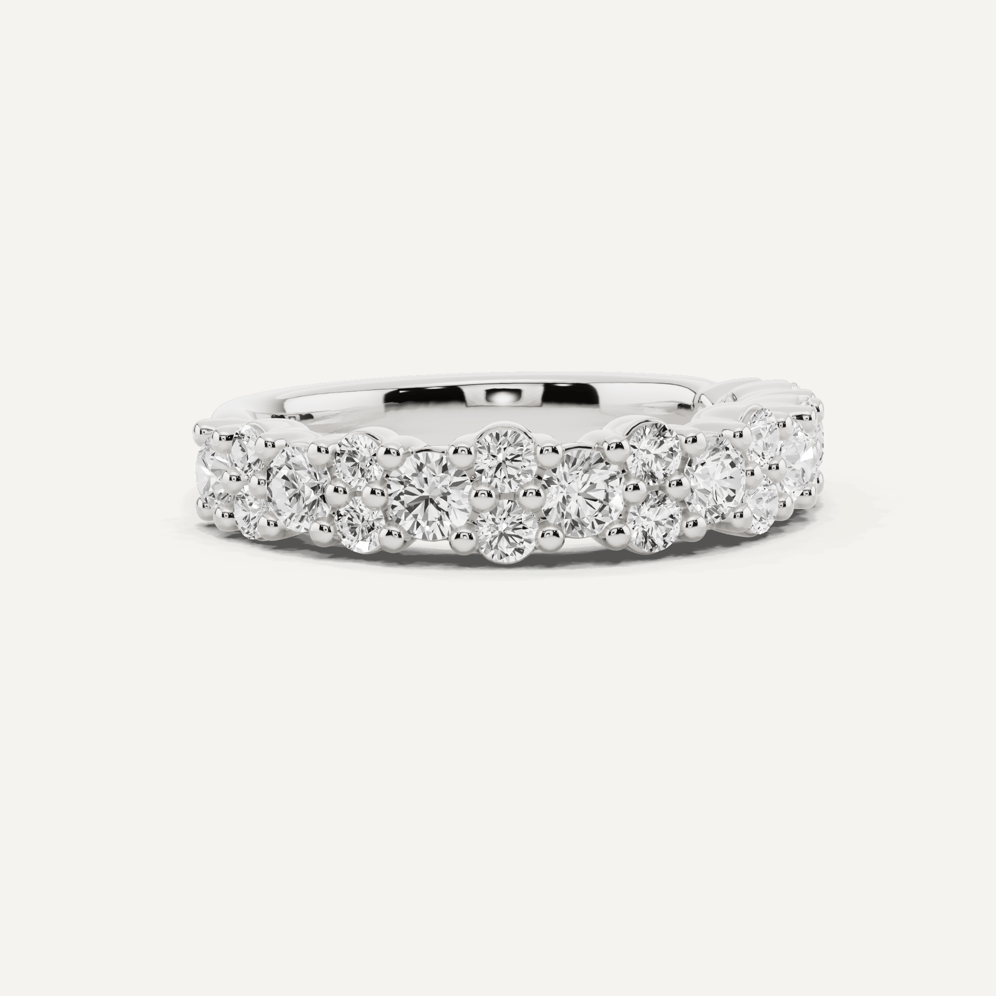 1 1/10 ctw Round Diamond Pave Set Wedding Band - Lotus Diamond