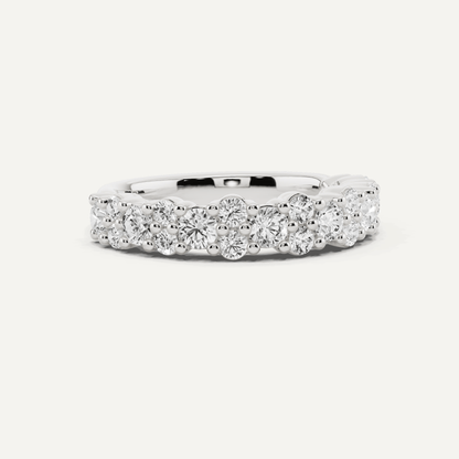 1 1/10 ctw Round Diamond Pave Set Wedding Band - Lotus Diamond