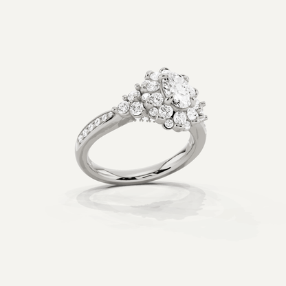 1 1/4 ctw Oval Diamond Framed Halo Engagement Ring - Lotus Diamond