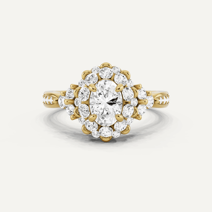 1 1/4 ctw Oval Diamond Framed Halo Engagement Ring - Lotus Diamond