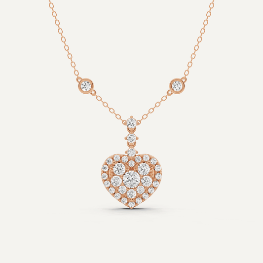 1 1/4 ctw Round Diamond Heart Fashion Pendant - Lotus Diamond