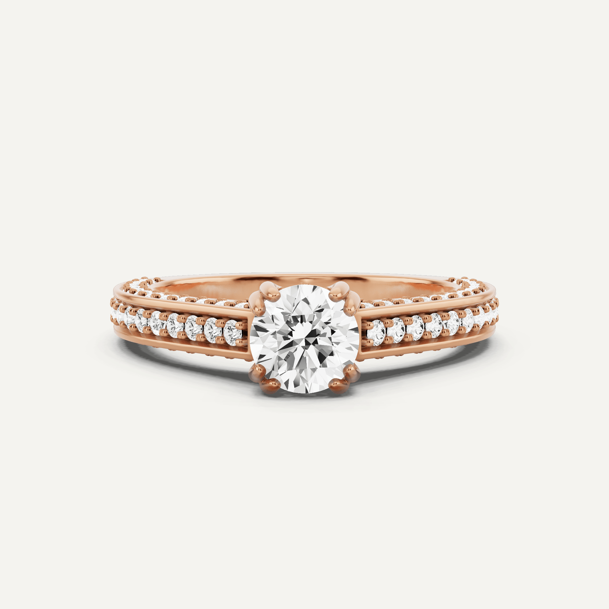 1 1/5 ctw Round Diamond Double Prong Side Stone Engagement Ring - Lotus Diamond