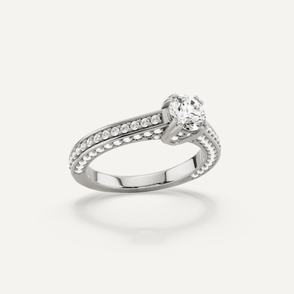 1 1/5 ctw Round Diamond Double Prong Side Stone Engagement Ring - Lotus Diamond