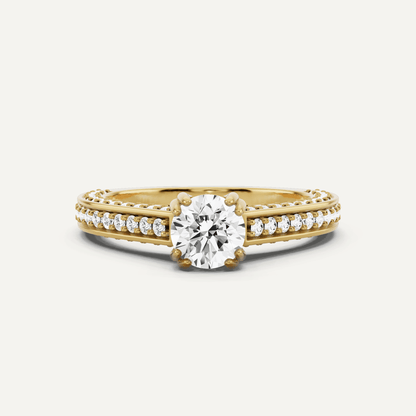 1 1/5 ctw Round Diamond Double Prong Side Stone Engagement Ring - Lotus Diamond