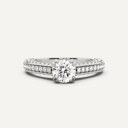 1 1/5 ctw Round Diamond Double Prong Side Stone Engagement Ring - Lotus Diamond