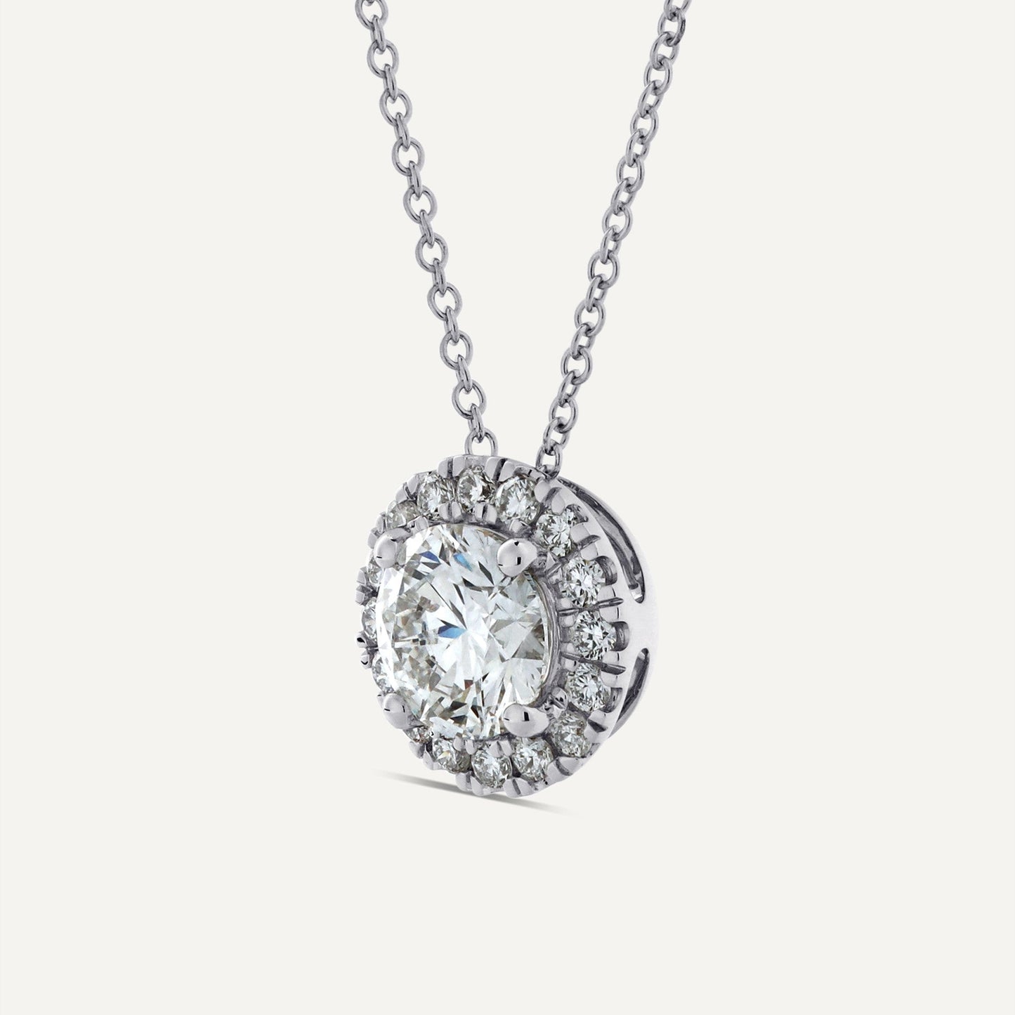 1 1/5 ctw Round Diamond Halo Pendant - Lotus Diamond