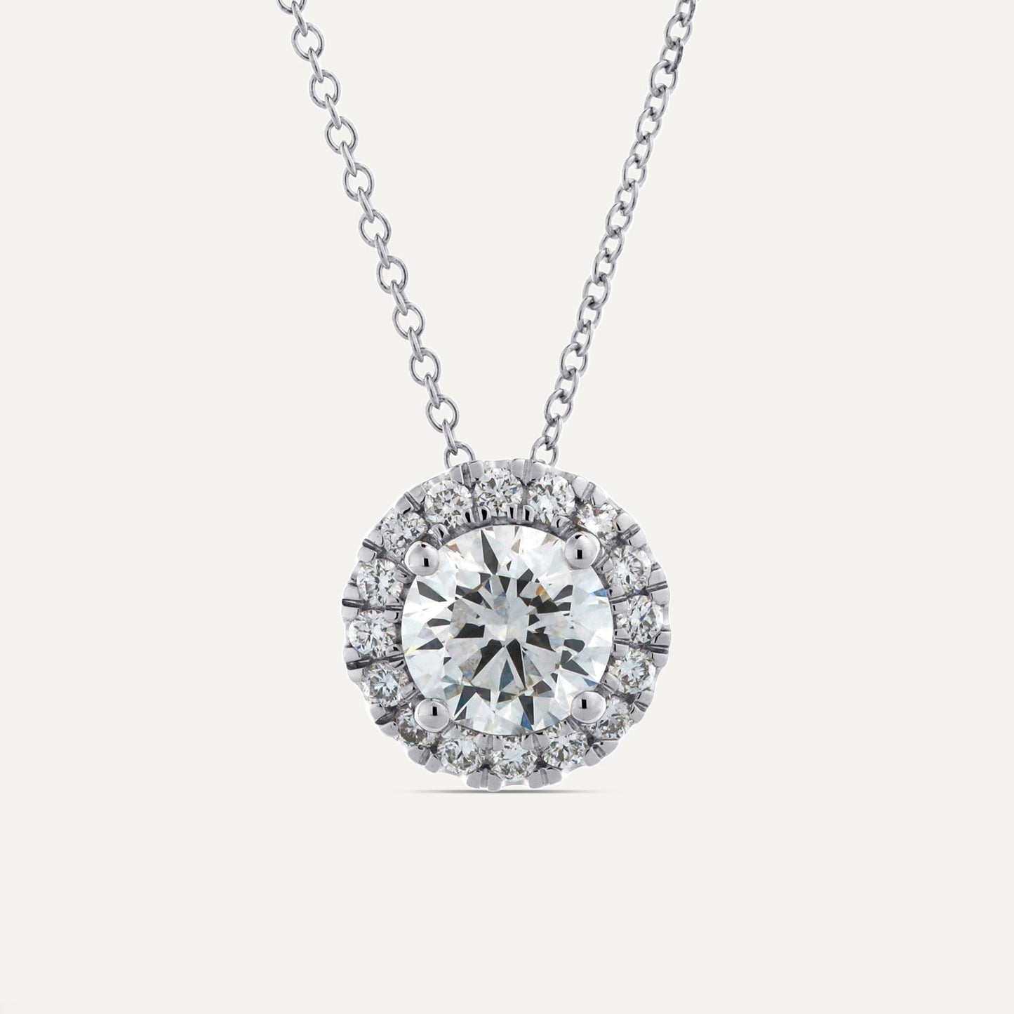 1 1/5 ctw Round Diamond Halo Pendant - Lotus Diamond