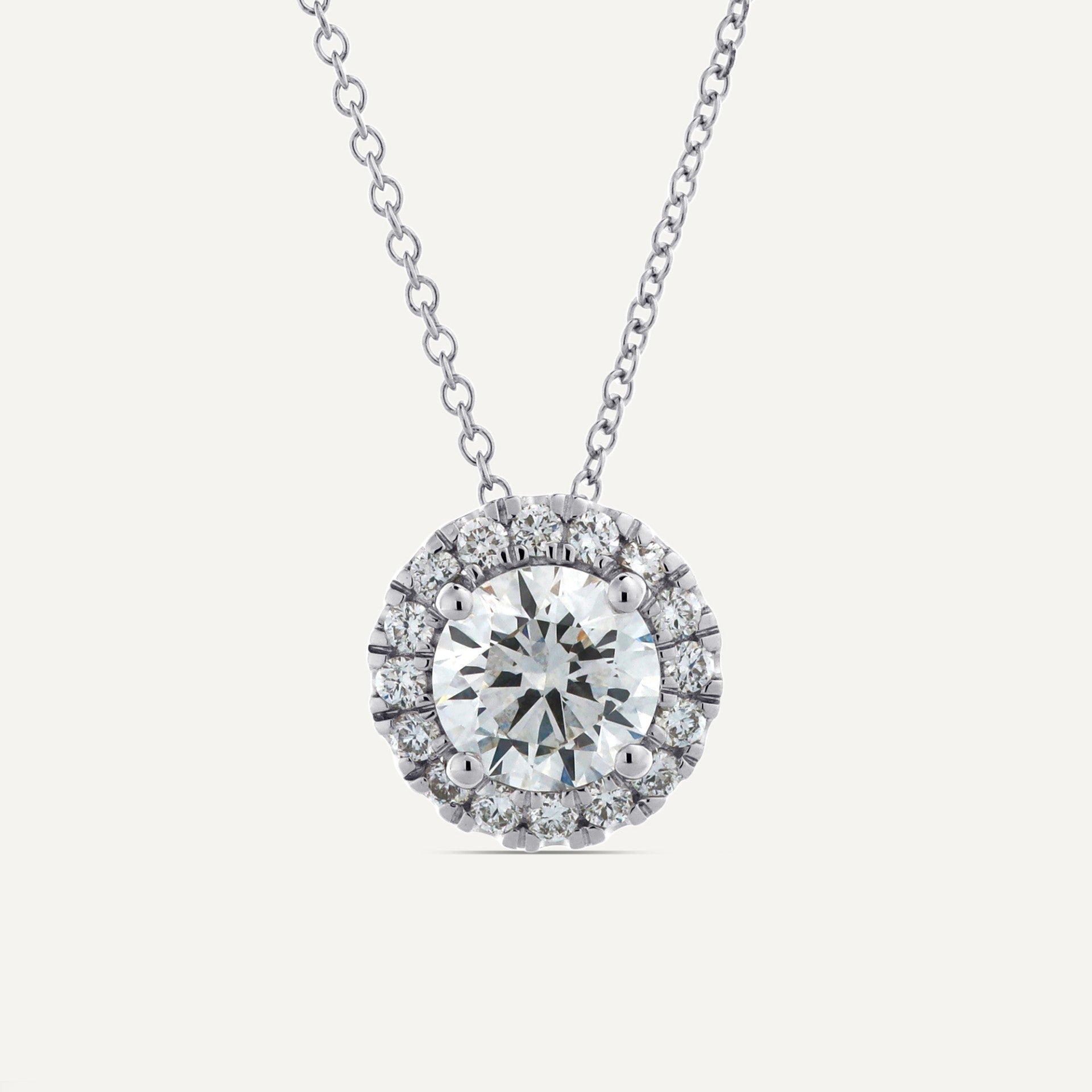 1 1/5 ctw Round Diamond Halo Pendant - Lotus Diamond