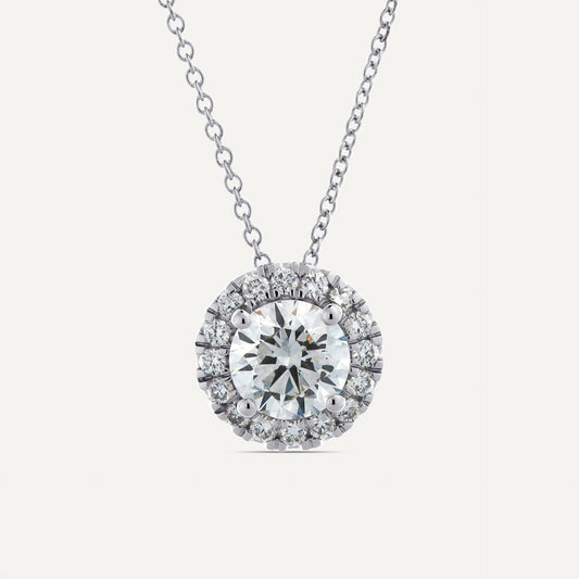 1 1/5 ctw Round Diamond Halo Pendant - Lotus Diamond