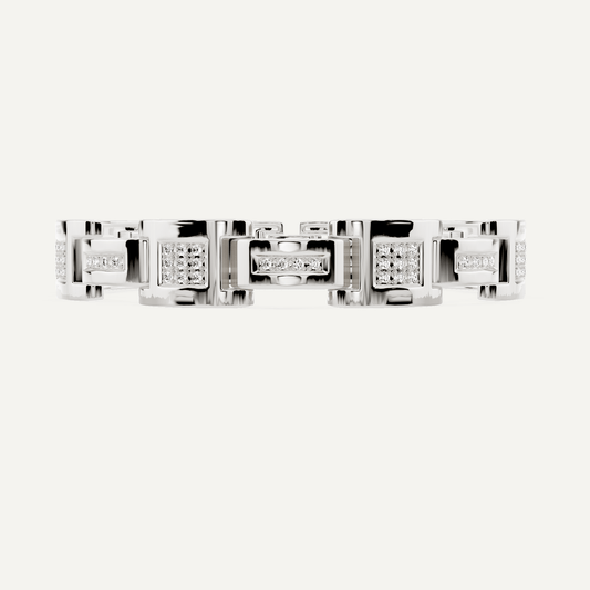 1 1/7 ctw Round Diamond Railroad Station Fashion Bracelet - Lotus Diamond