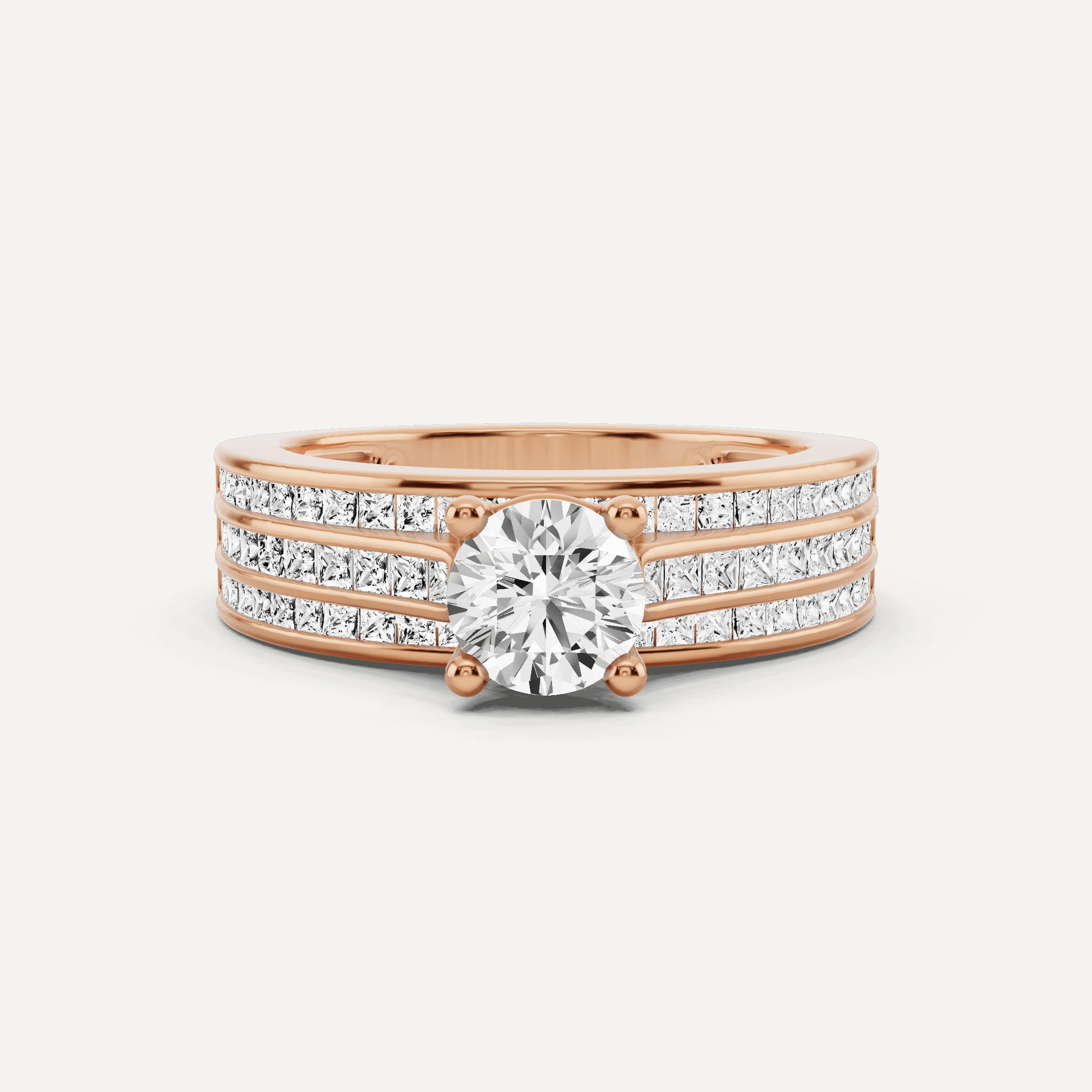 1 2/5 ctw Round Diamond Double Band Side Stone Engagement Ring - Lotus Diamond