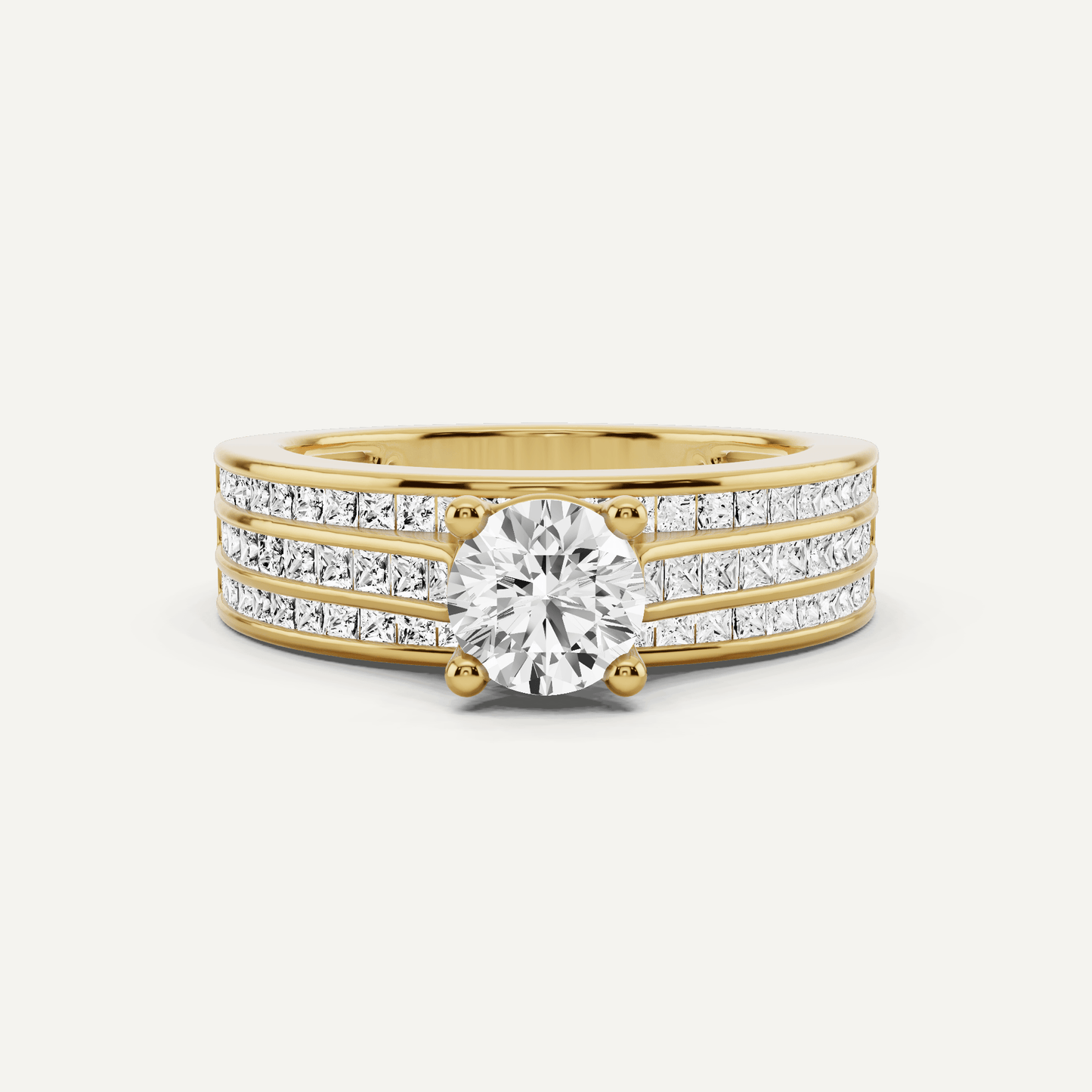 1 2/5 ctw Round Diamond Double Band Side Stone Engagement Ring - Lotus Diamond