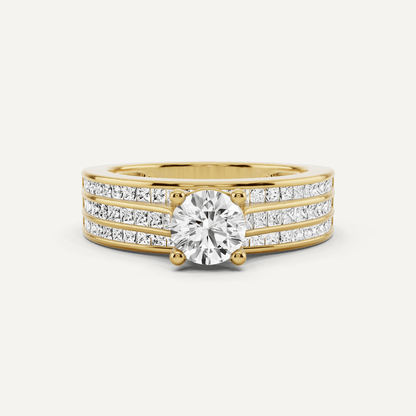 1 2/5 ctw Round Diamond Double Band Side Stone Engagement Ring - Lotus Diamond