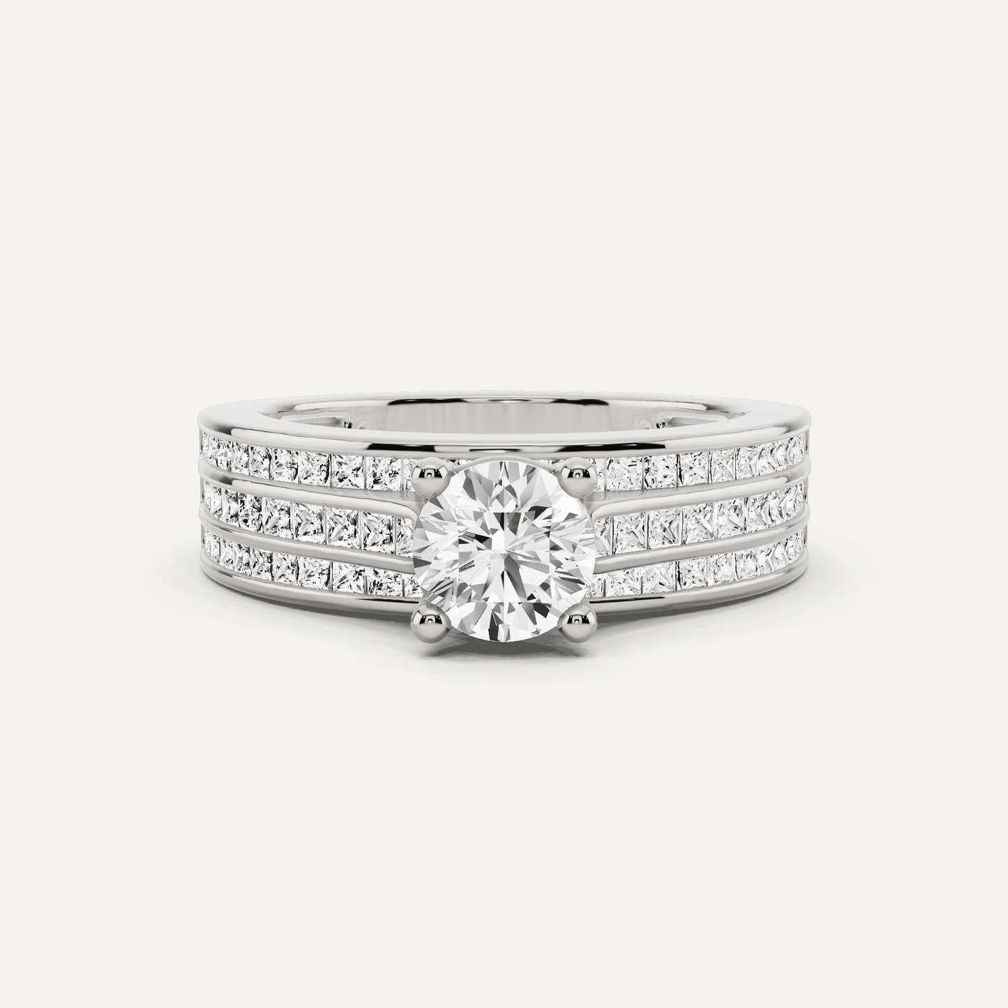 1 2/5 ctw Round Diamond Double Band Side Stone Engagement Ring - Lotus Diamond