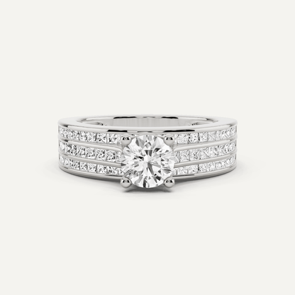 1 2/5 ctw Round Diamond Double Band Side Stone Engagement Ring - Lotus Diamond