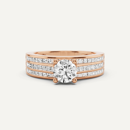 1 2/5 ctw Round Diamond Double Band Side Stone Engagement Ring - Lotus Diamond