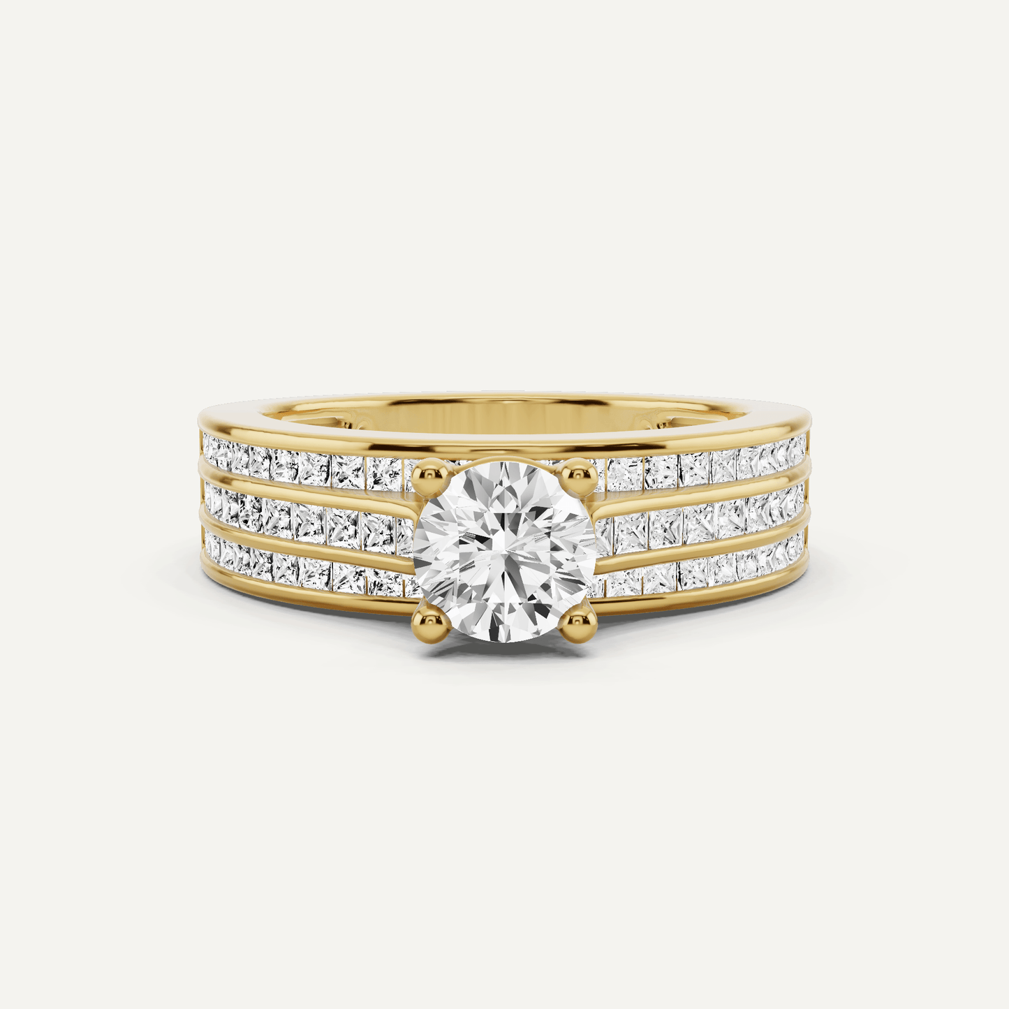 1 2/5 ctw Round Diamond Double Band Side Stone Engagement Ring - Lotus Diamond