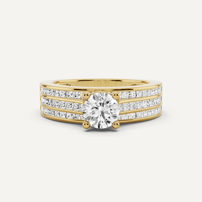 1 2/5 ctw Round Diamond Double Band Side Stone Engagement Ring - Lotus Diamond