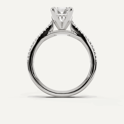 1 3/4 ctw Emerald Diamond Split Shank Hidden Halo Engagement Ring - Lotus Diamond