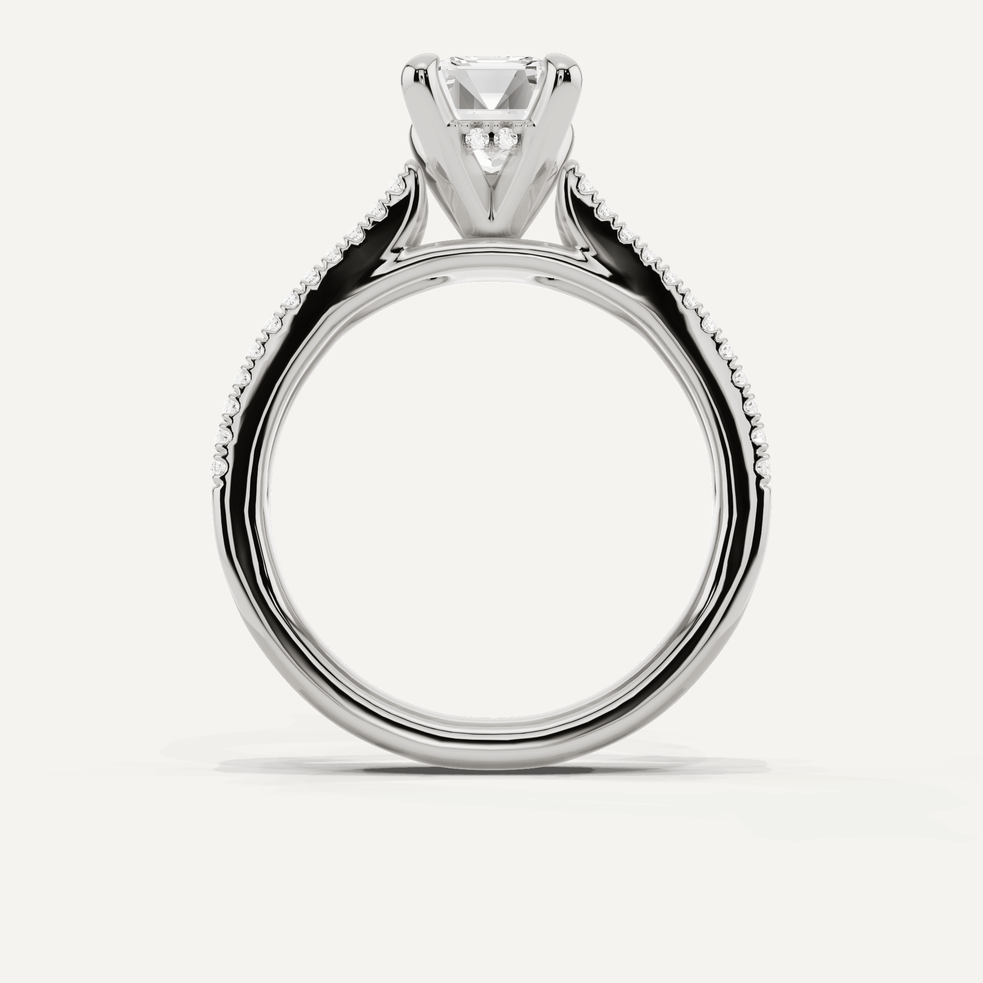 1 3/4 ctw Emerald Diamond Split Shank Hidden Halo Engagement Ring - Lotus Diamond