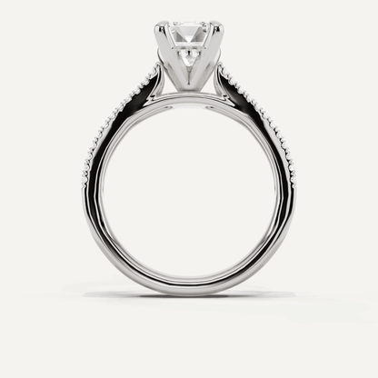 1 3/4 ctw Emerald Diamond Split Shank Hidden Halo Engagement Ring - Lotus Diamond