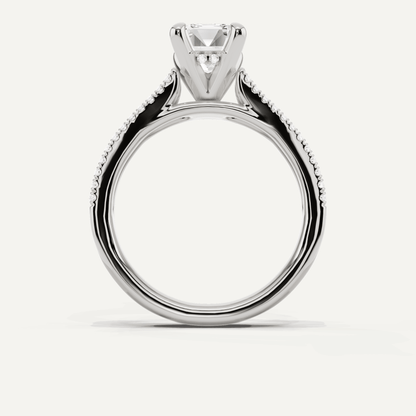 1 3/4 ctw Emerald Diamond Split Shank Hidden Halo Engagement Ring - Lotus Diamond