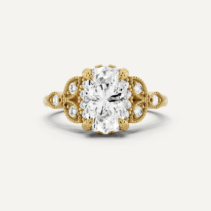 1 3/4 ctw Oval Diamond Side Stone Engagement Ring - Lotus Diamond