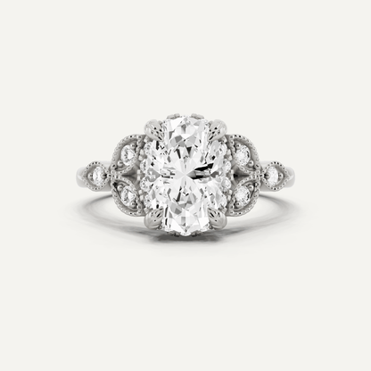 1 3/4 ctw Oval Diamond Side Stone Engagement Ring - Lotus Diamond