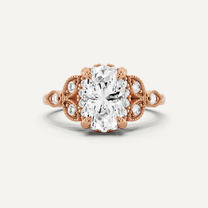 1 3/4 ctw Oval Diamond Side Stone Engagement Ring - Lotus Diamond