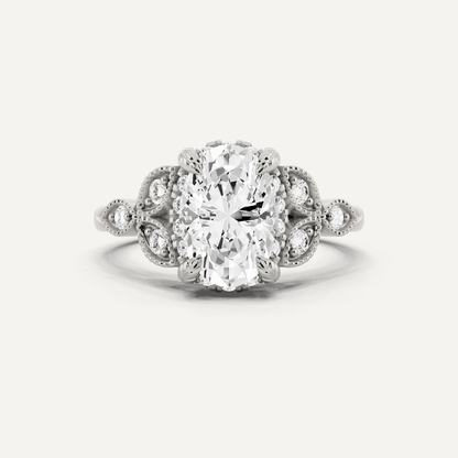1 3/4 ctw Oval Diamond Side Stone Engagement Ring - Lotus Diamond