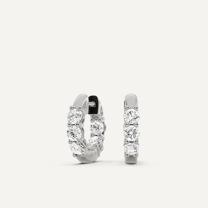 1 3/4 ctw Round Diamond Prong Set Huggie Hoop Earrings - Lotus Diamond