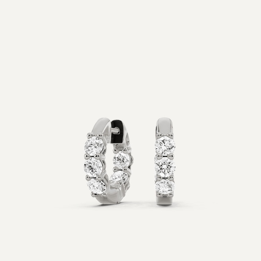 1 3/4 ctw Round Diamond Prong Set Huggie Hoop Earrings - Lotus Diamond