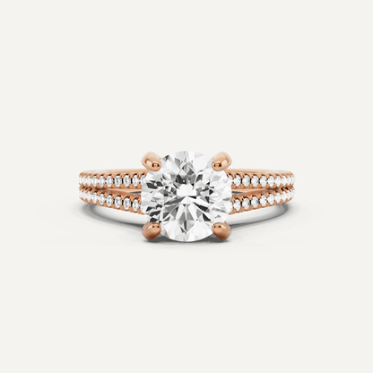 1 3/4 ctw Round Diamond Split Shank Hidden Halo Engagement Ring - Lotus Diamond