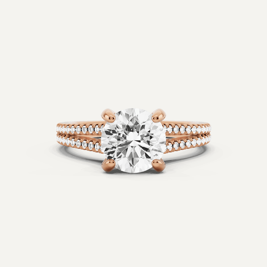 1 3/4 ctw Round Diamond Split Shank Hidden Halo Engagement Ring - Lotus Diamond