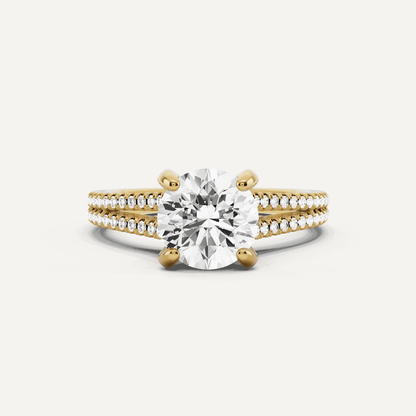 1 3/4 ctw Round Diamond Split Shank Hidden Halo Engagement Ring - Lotus Diamond