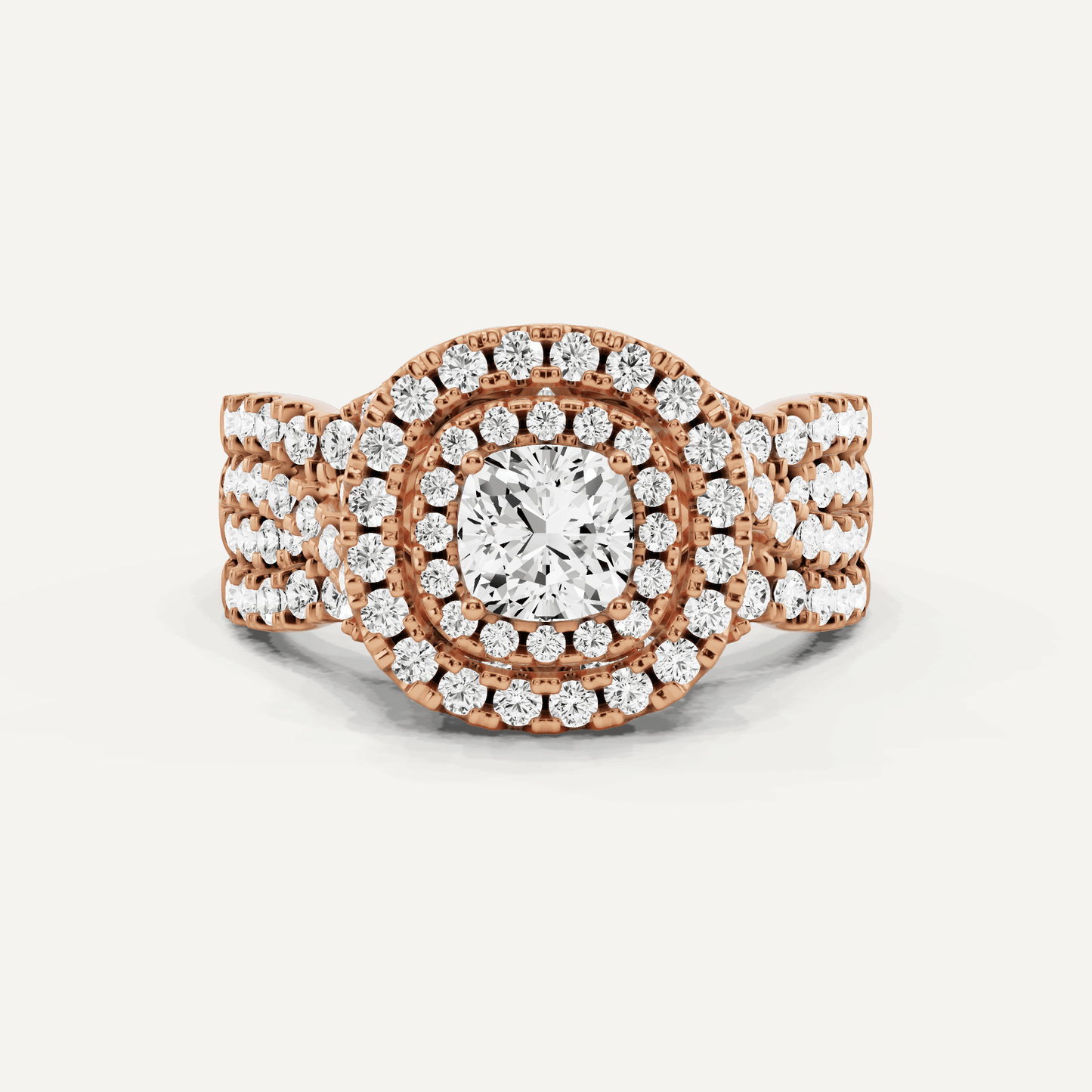 1 5/8 ctw Cushion Diamond Double Halo Engagement Ring - Lotus Diamond