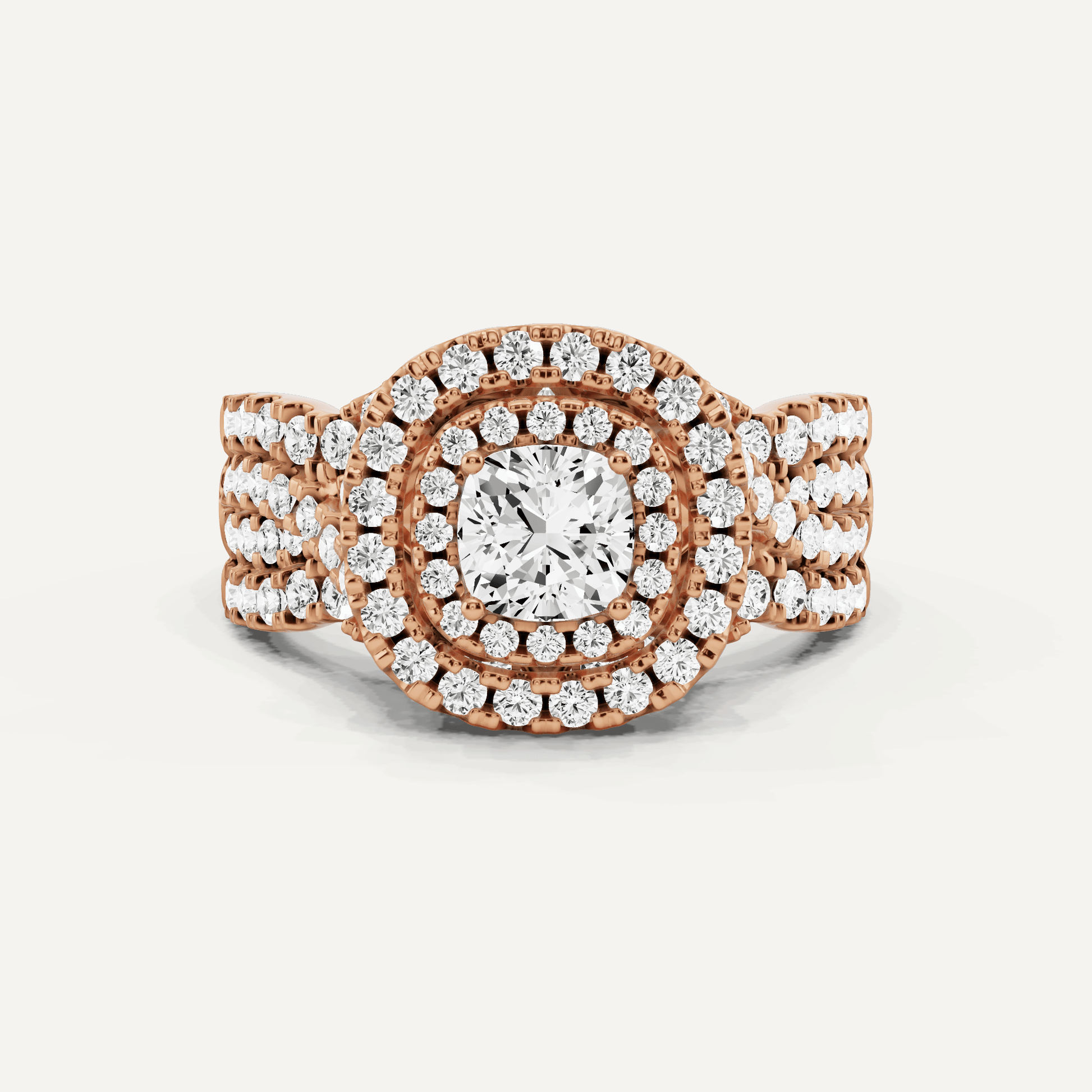 1 5/8 ctw Cushion Diamond Double Halo Engagement Ring - Lotus Diamond