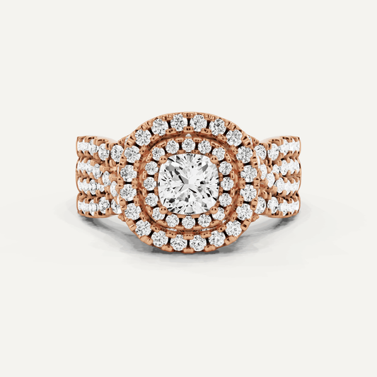 1 5/8 ctw Cushion Diamond Double Halo Engagement Ring - Lotus Diamond