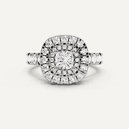 1 7/8 ctw Cushion Diamond Double Halo Engagement Ring - Lotus Diamond
