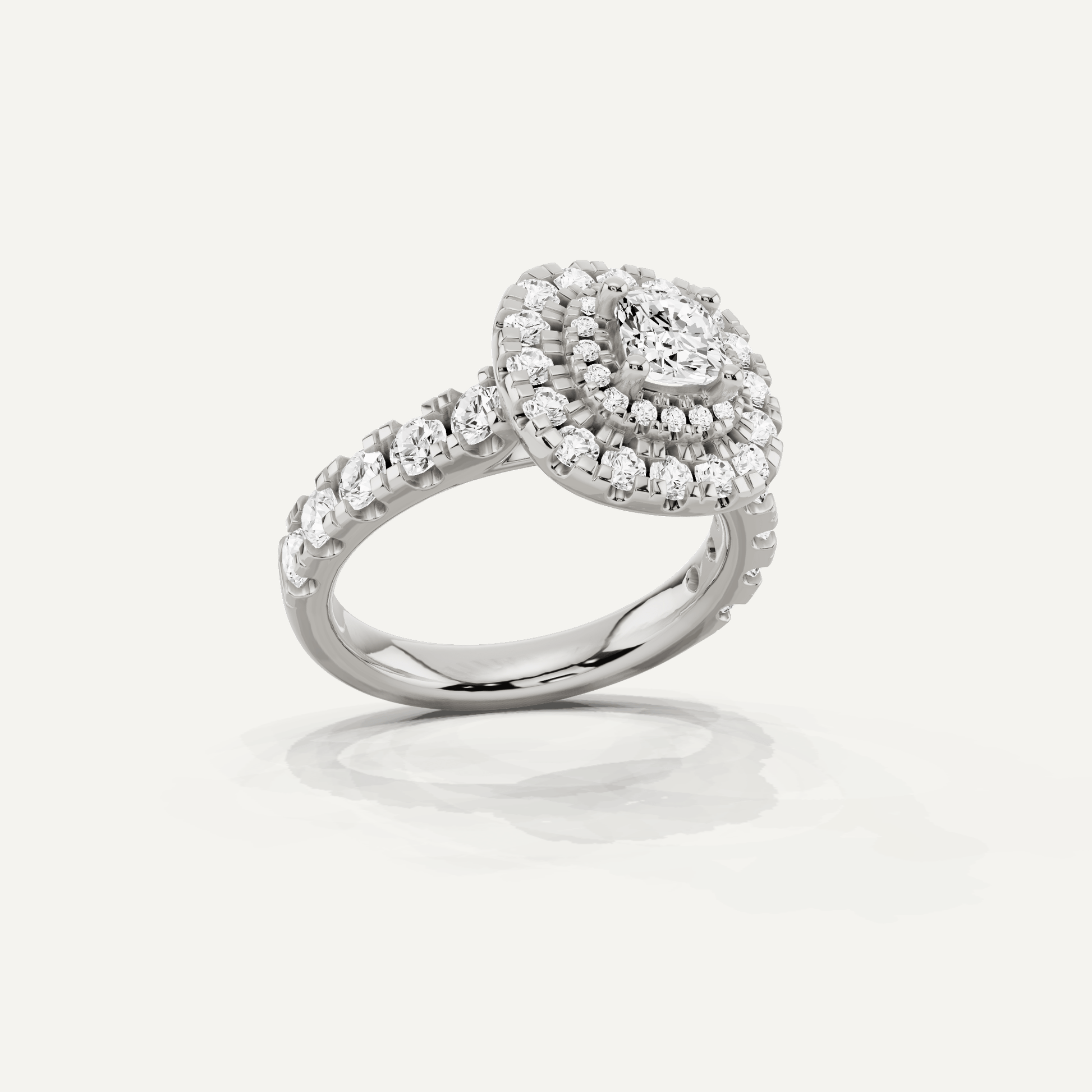 1 7/8 ctw Cushion Diamond Double Halo Engagement Ring - Lotus Diamond