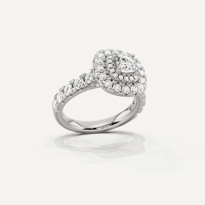 1 7/8 ctw Cushion Diamond Double Halo Engagement Ring - Lotus Diamond