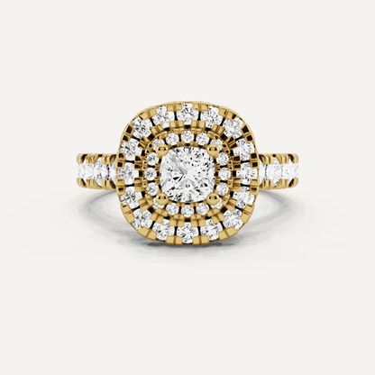 1 7/8 ctw Cushion Diamond Double Halo Engagement Ring - Lotus Diamond