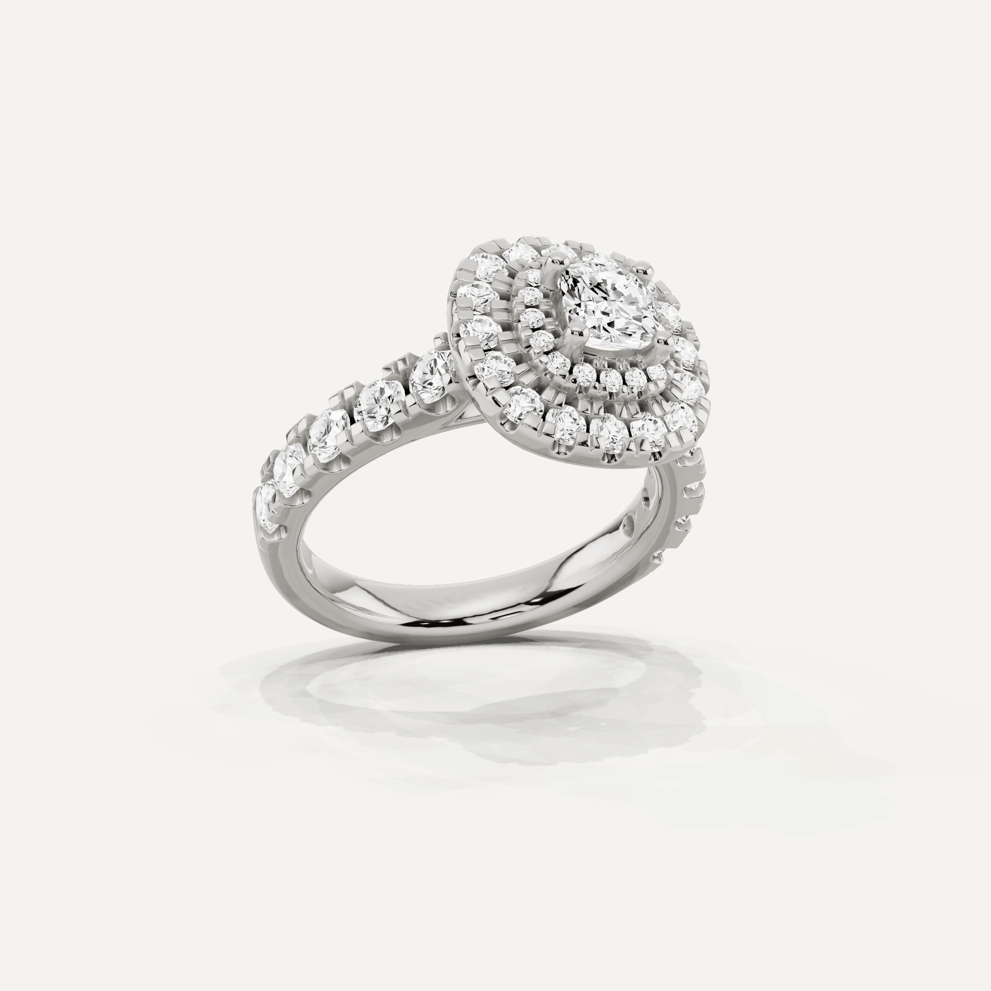 1 7/8 ctw Cushion Diamond Double Halo Engagement Ring - Lotus Diamond